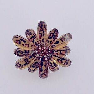 Animal Print Floral Shape Statement Ring One Size